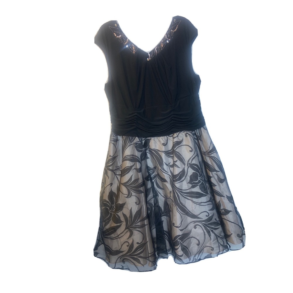 SL FASHIONS WOMENS COCKTAIL DRESS SIZE 20W BLACK LAYERED Ruched BP